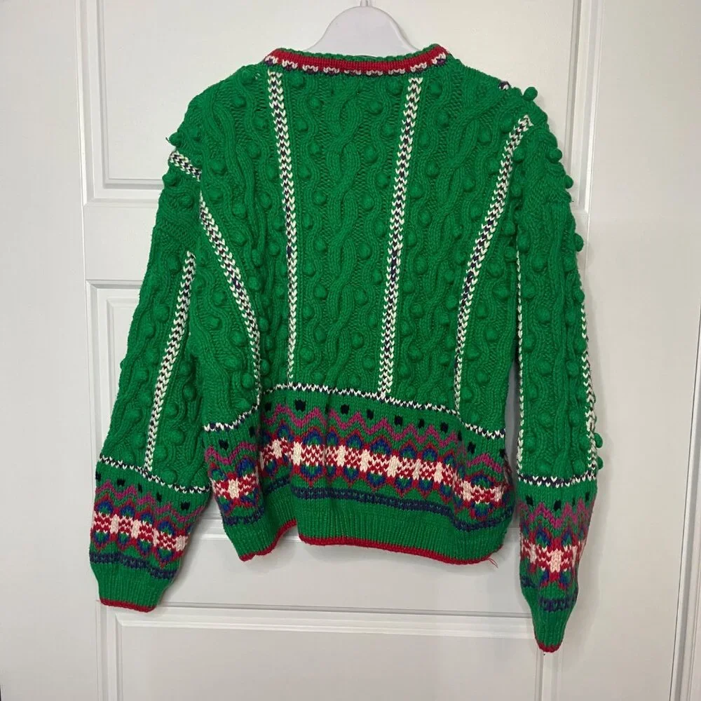 Vintage Gap Handknit Holiday Cardigan Sweater Girls XL 100% Cotton‎ Christmas